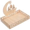 Eid Wooden Dessert Tray Eco-Friendly Ramadan Food Tray Ramadan Party Table Decorations Eid Mubarak Table Centerpiece
