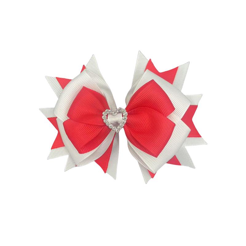 Cross-Border Fashion Ribbed Band Children s Hair Clip with Three-Layer Swallowtail & Sparkling Gemstones красный
