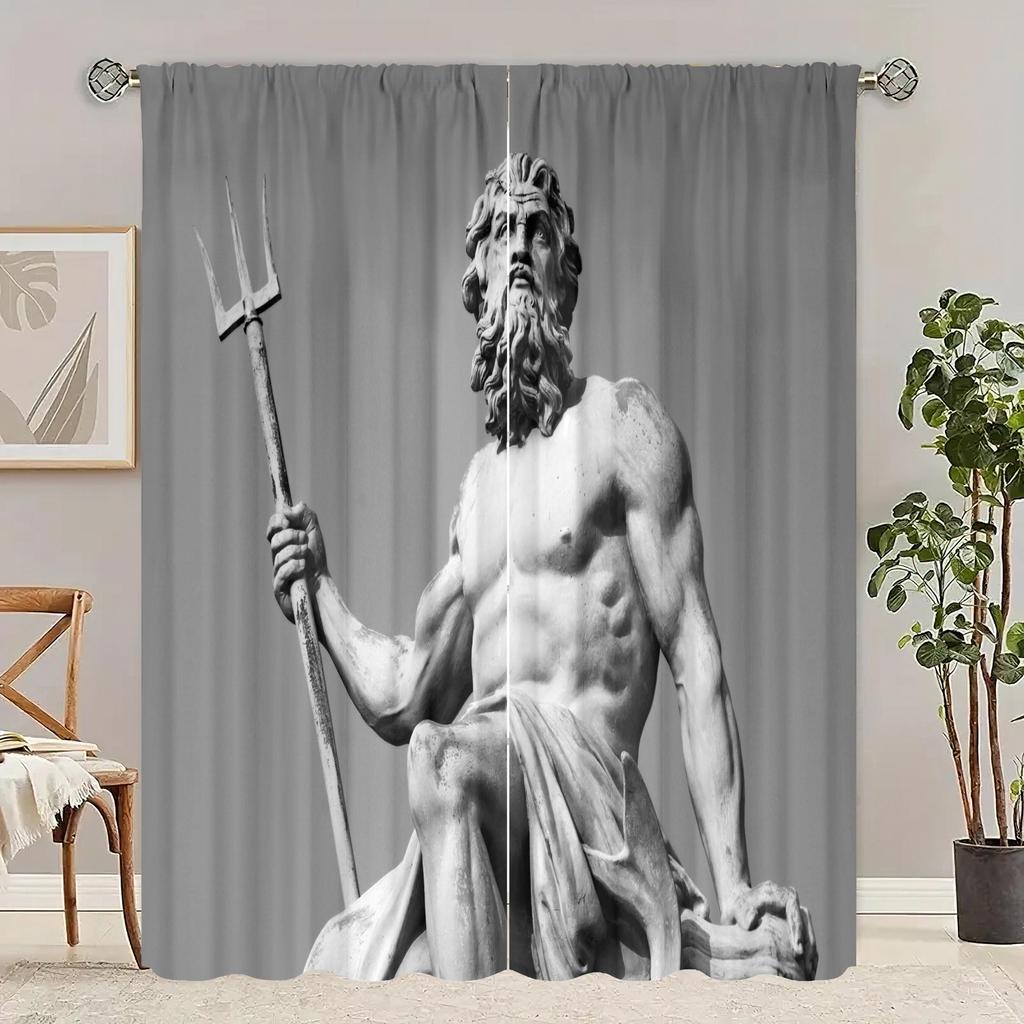 2 Pieces - Customizable Pattern Size - Printed Curtain - Polyester Material - Bedroom, Living Room, Study