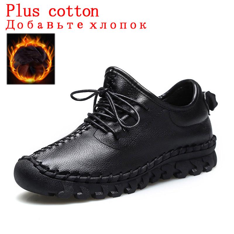 Fashion Handmade Genuine Leather Women Shoes Fashion Casual Sneakers Retro Flats Ladies Lacing Loafers Breathable Vulcanized Shoes