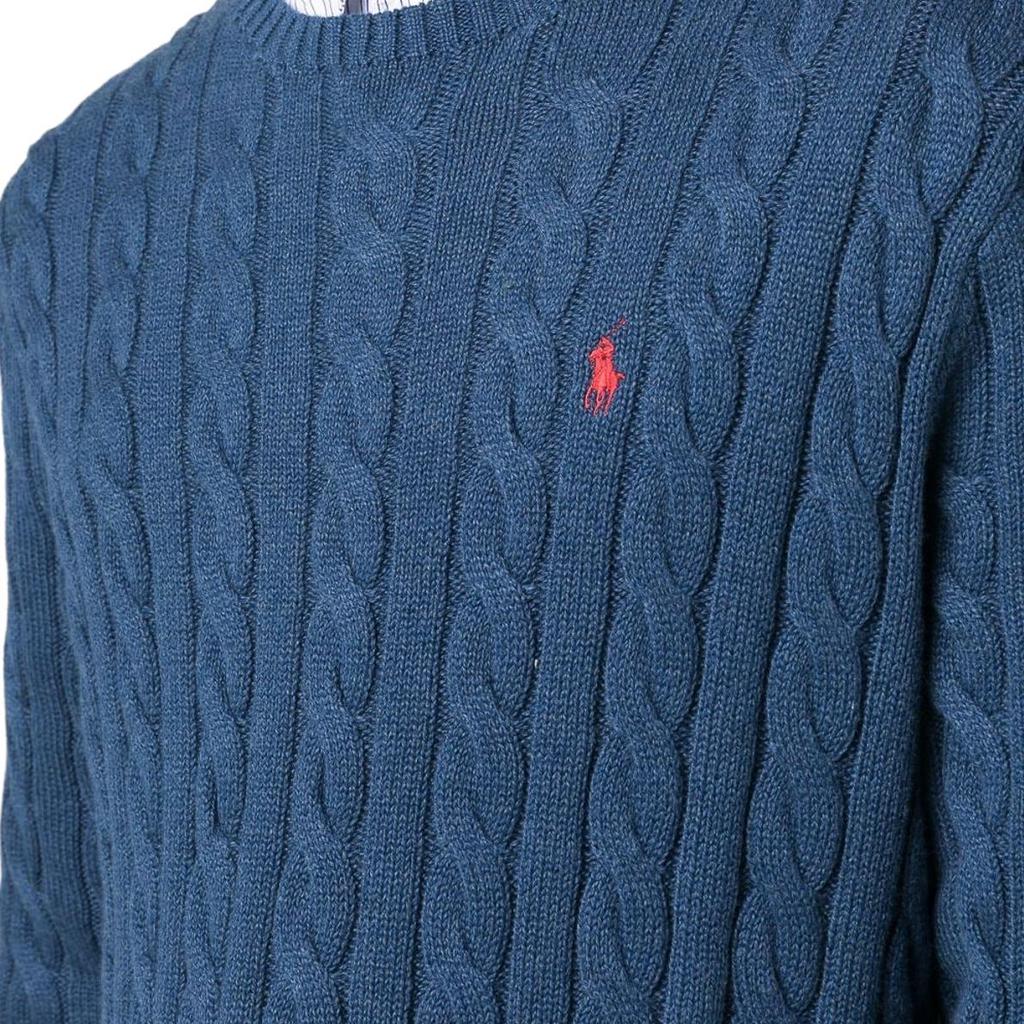 Polo Ralph Lauren Small Pony Logo Embroidered Crew Neck Long Sleeve Knit Sweater Men sweater Blue MNPOSWE16820224-410