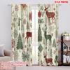 2pcs,2D Plane Printing Curtains&Window Treatment Christmas Trees Snowflakes Deer Versatile Polyester (without Rod) Room Decor