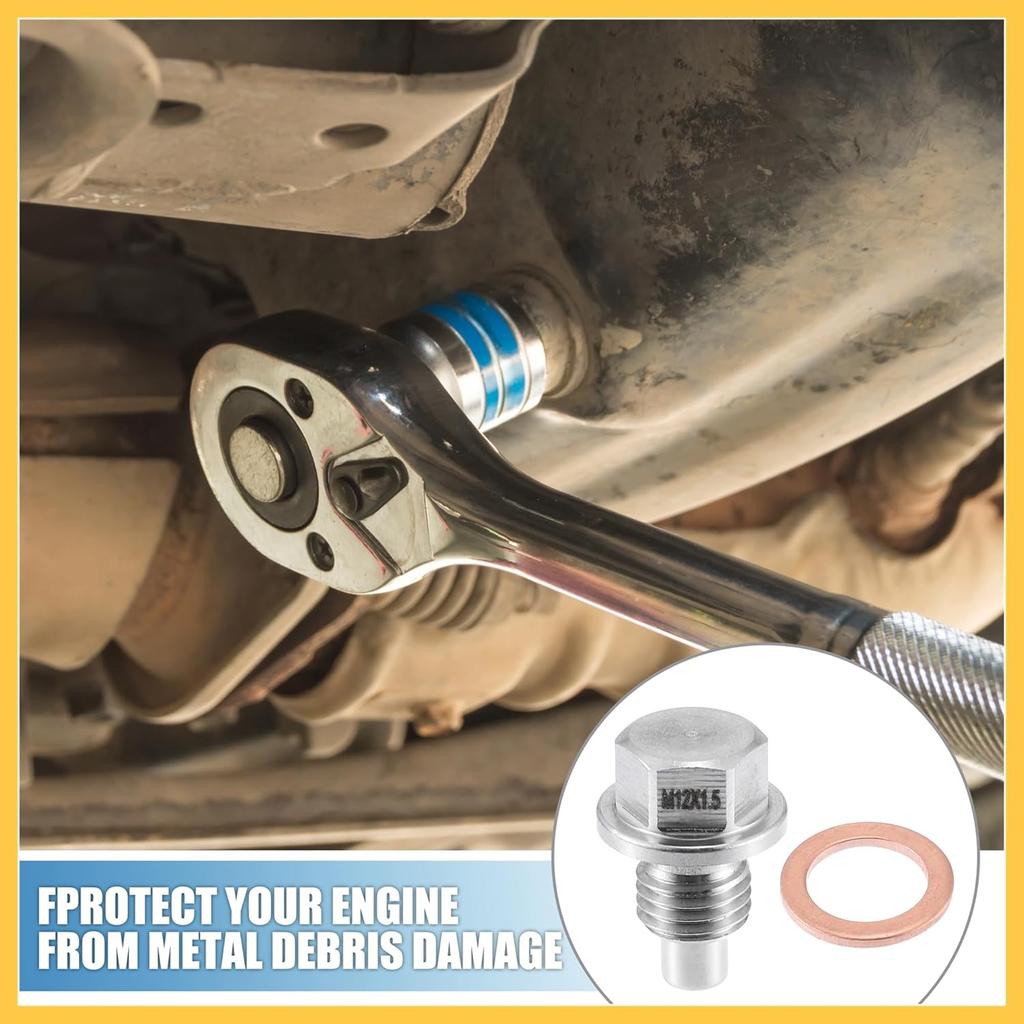 Motor Magnetische Ölablassschraube Ersatz für BMW E90 E92 E93 E46 E39 120i, M12x1.5 Edelstahl mit Kupferdichtung Auto Ersatzteile