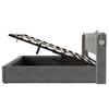 Upholstered Bed Reading Light with Charging Function Headboard Storage Bed Frame Velvet Youth Bed 160x200 with Slatted Frame, Grey (Without Mattress)