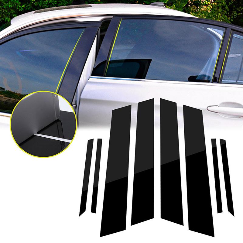 Car Pillar Posts Window Door Moulding Trims Cover Stickers Decal Glossy Black Exterior Accessories Fit For Honda Civic 2012-2015
