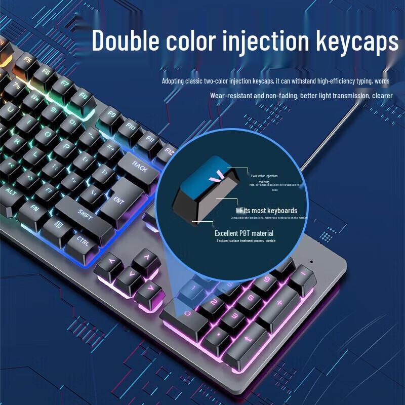 GX300 Wired Gaming Keyboard with Mechanical Feel and Blue Backlight