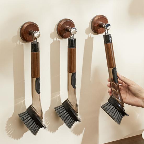 2Pcs/Set Cleaning Brush with Durable Bristles Ergonomic Handle Hard Bristle Head Multifunctional Kitchen BBQ Cleaner