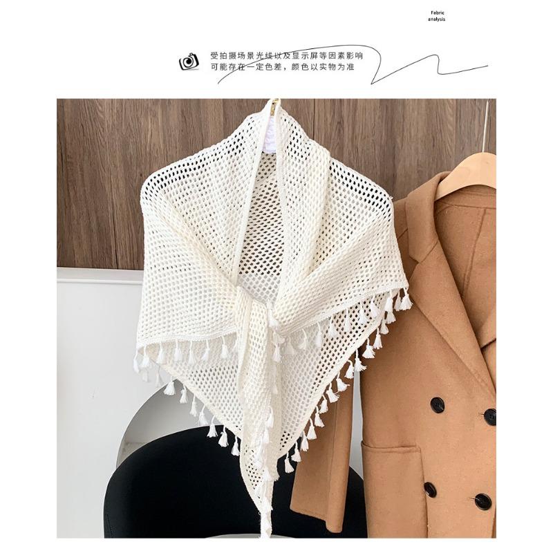 Women S Knitted Solid Color Tassel Versatile Shawl Wrap