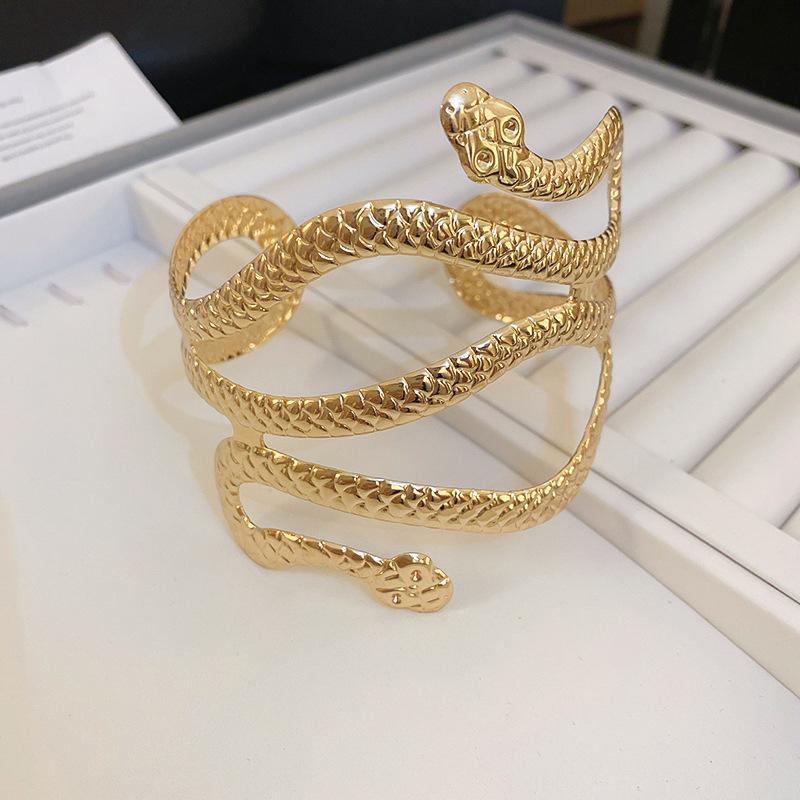 Metal cold wind surrounds double-headed snake bracelet, high-end sense, versatile personality, light luxury, arm ring, women