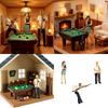 Resin Tiny Figurine 1:64 Scale Miniature Billiards Scene Figure Dioramas Model For DIY Crafts And Landscape Building