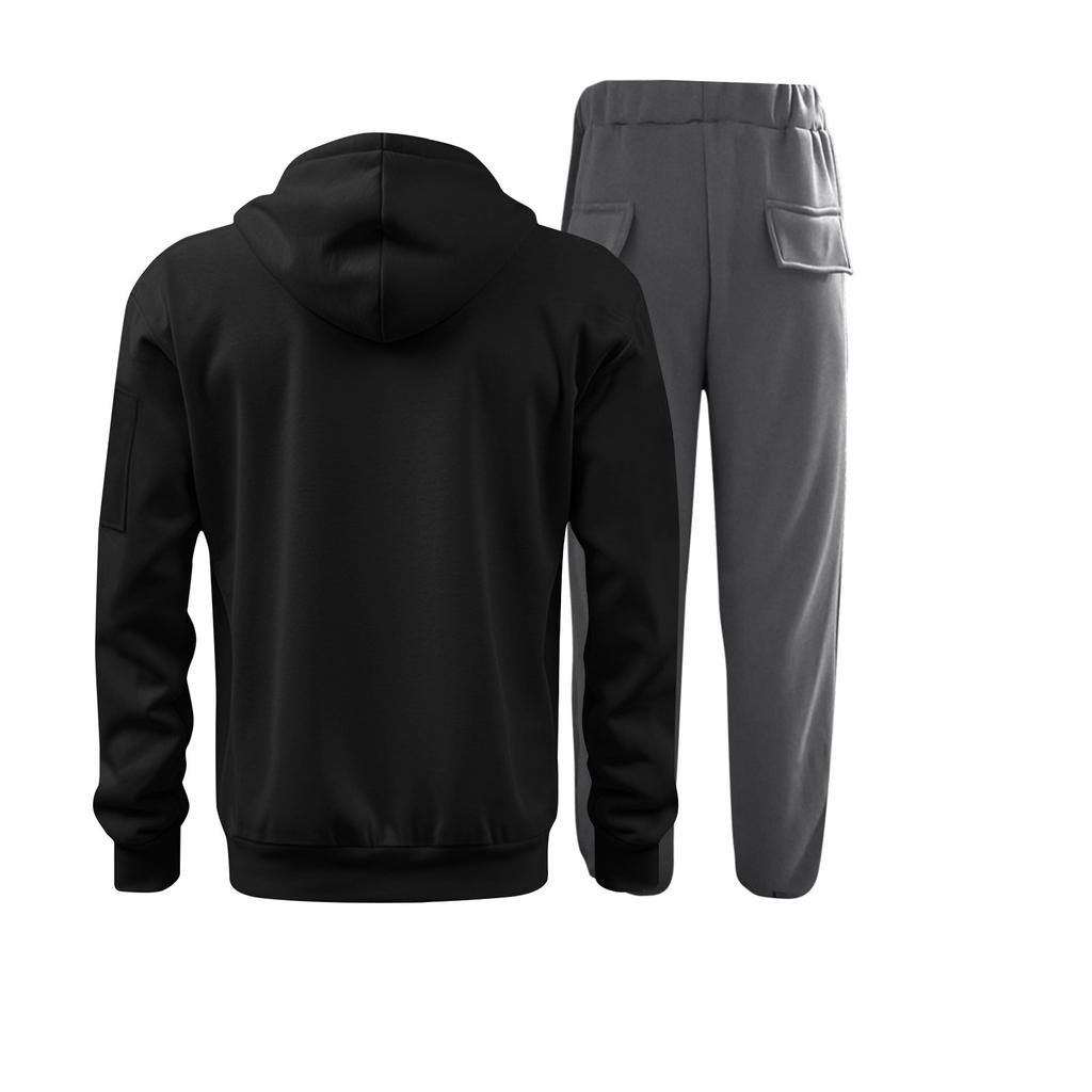 Men's Solid Color Tracksuit 2-piece Comfortable Hoodie Jogger Sweatpants Yoga Workout Tracksuit Set