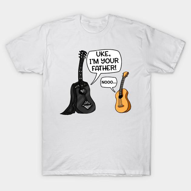 

Men Black Print T-shirt Uke I M Your Father Funny Guitar No-Cut Transfer Paper Print Cotton Tshirt 3XL білий