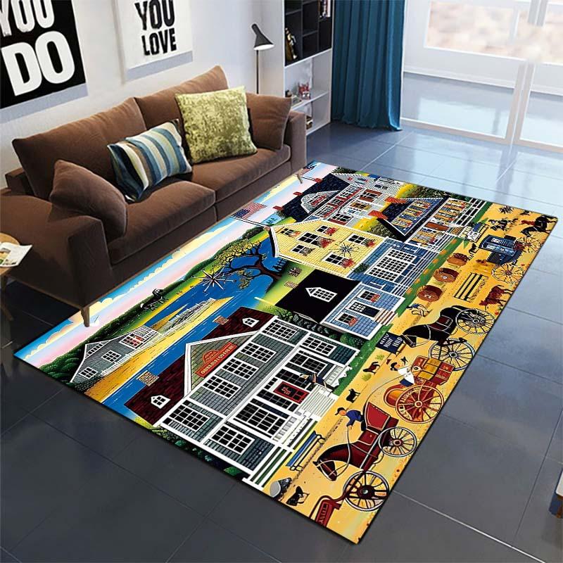 Farm Dog Cat Animal Area Rug, Countryside Decor Mat