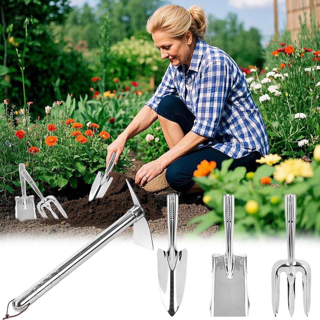 Garden Tool Set Soil Loosening Stainless Steel Shovel Portable Garden Tools Set Of 4 For Yard Lawn Vegetable Planting Soil