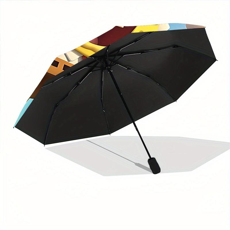 1pc SpongeBob SeaWorld Self-Folding Umbrella, 8-Bone Compact Travel Umbrella, Durable Plastic And Iron Frame089