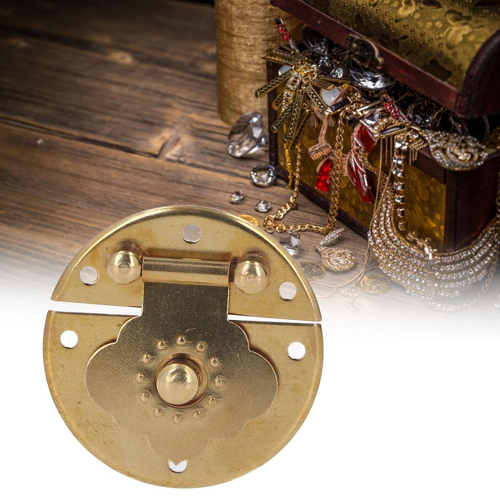 Round EmNaBossing Copper Hasp Retro Wooden Box Lock Clasp Decorative Hasps for Wedding Card Boxes Wine Boxes