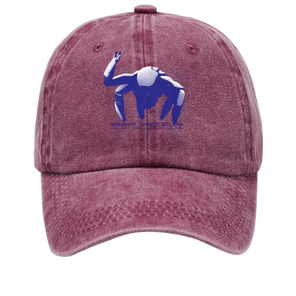 Washed Cotton Baseball Cap With Printed Distressed Soft Top Denim Hat For Men, European And American Retro Hat