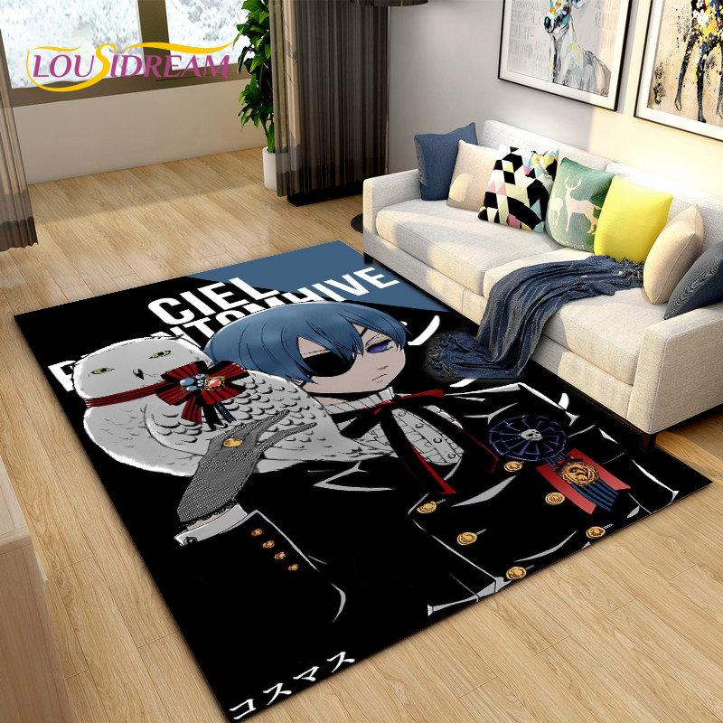Black Butler Anime Cartoon Area Rug,Carpet Rug for Living Room Bedroom Sofa Doormat Decoration, Kids Play Non-slip Floor Mat