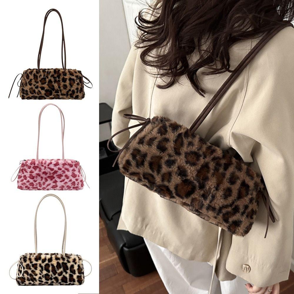 New Leopard Print Pillow Bag Lightweight Long Shoulder Strap Handbag Large Capacity Shoulder Bag Women