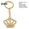 Extended Chain Keyring Keychain Pendant, Transparent Rhinestones Crown Design Key Ring with Strong Durable Chain, Smooth Opening Unisex Holder for