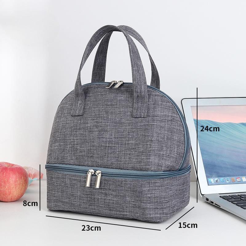 

Portable double-layer lunch bag office handbag Cooler Bento Box picnic cooler bag Large Capacity Fresh-Keeping lunch boxes