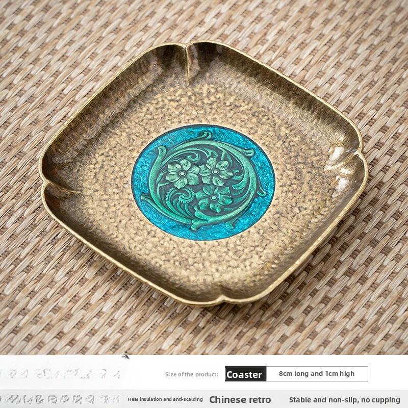 

1PC Tea ceremony, Kung Fu tea mat, insulation mat, metal teacup holder, creative enamel colored tea