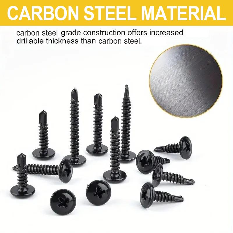 235Pcs carbon steel black round head with buffer drill screw