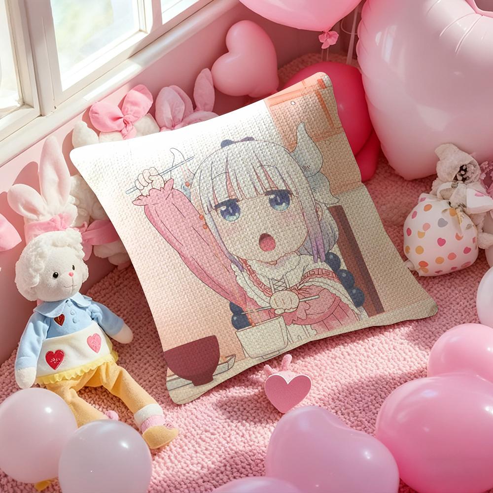 Cartoon Miss Kobayashi’S Dragon Maid-C Anti-Dustmite Pillowcase Invisible Zipper Silky Short Plush Sofa Cushion Cover