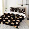 Cute Corgi Bedding Set Twin Size, Cartoon Dog Paws Footprint Duvet Cover Set 3pcs For Bed Decor, Smiling Corgi Pet Comforter