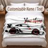 Tema Corse Automobilistiche Coperta Morbida Personalizzata Nome Personalizzato Stampa Testo Coperta Calda Decorazione Divano Casa Camera da Letto