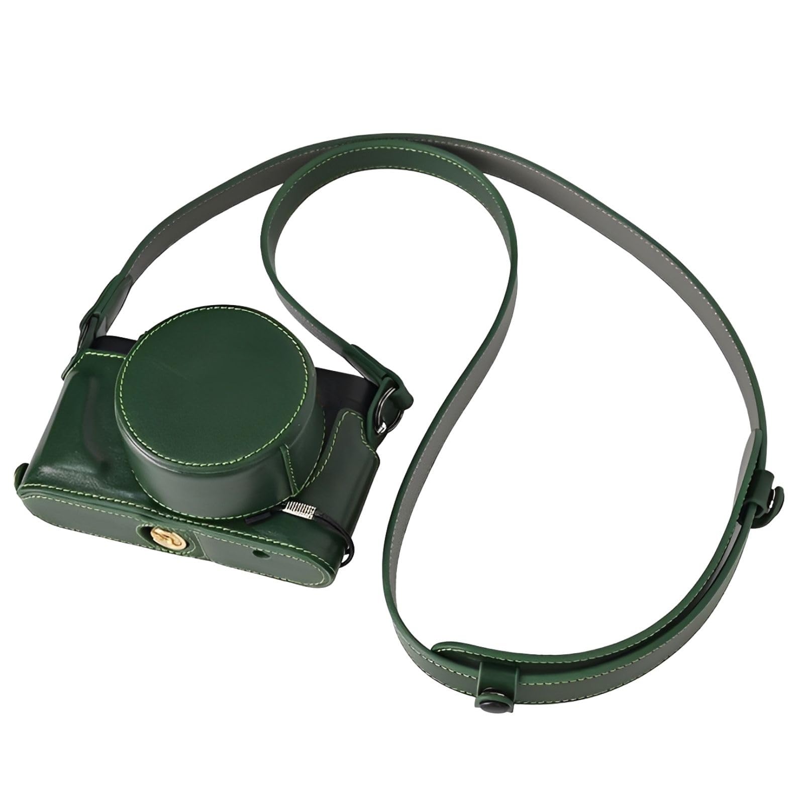 

Camera Case Kit Compatible with Leica D-LUX8: Handmade Genuine Leather Half Case, Protective Cover, Front Lens Cap, Shoulder Strap, Bottom Opening for