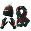 New Women's Christmas Tree Knitted Hat Scarf Glove 3-Piece Set Parent Child Winter Warm Knitted Hat