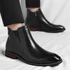 Fashionable Pointed Business Elegant Casual Leather Boots Winter New Plush Warm Outdoor Men's Boots Brand Quality Chelsea Boots