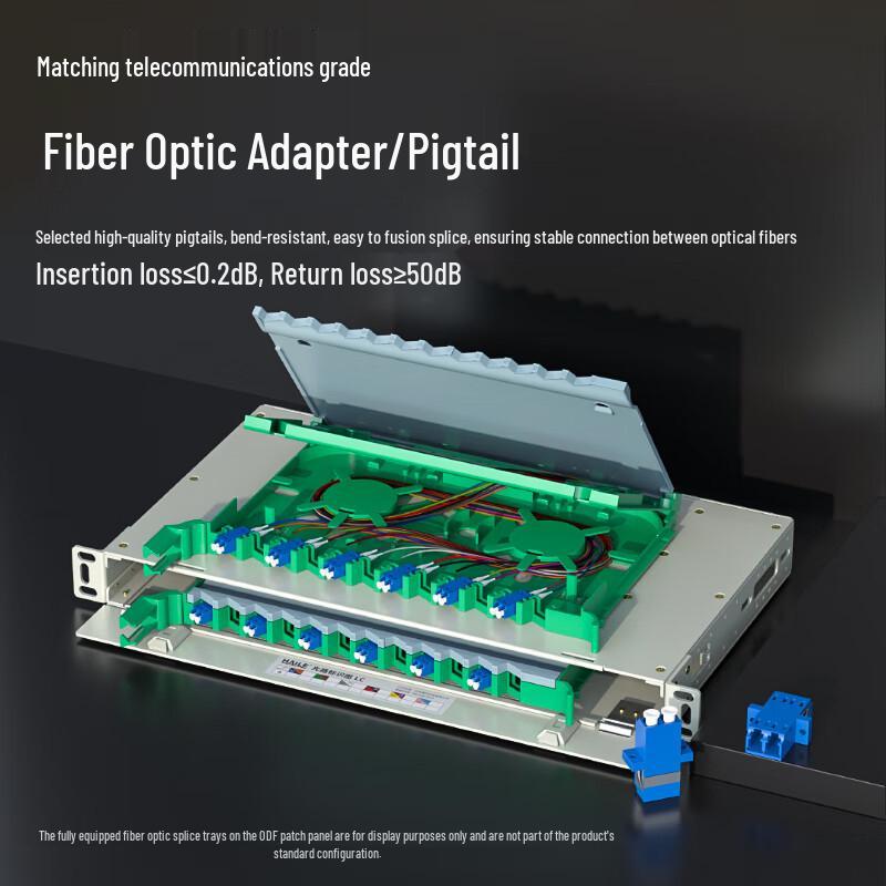 HAILE 12-Port Fiber Optic ODF, 12-Core LC Single-Mode, Fully Configured 1U 19-Inch Sub-Rack