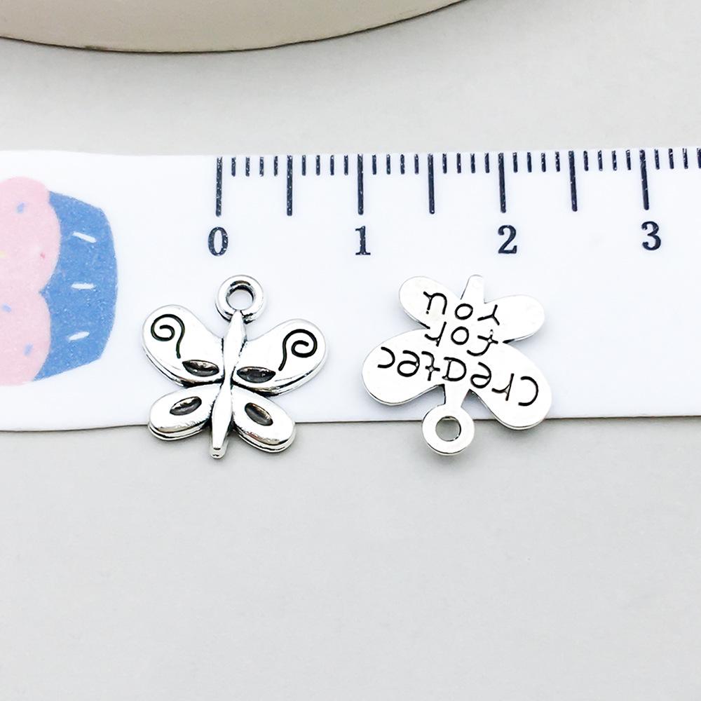 Set di 100 Ciondoli Gatto Farfalla Luna Argento Antico per Braccialetti e Collane Fai da Te