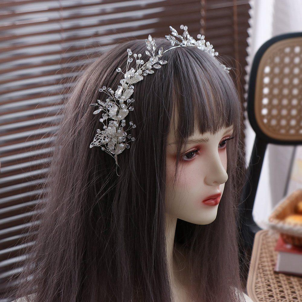 Zinc Zinc Alloy Leaf Bridal Headband Handmade Bridal Tiara Hair Vine Luxury Crystal Headpiece  Wedding