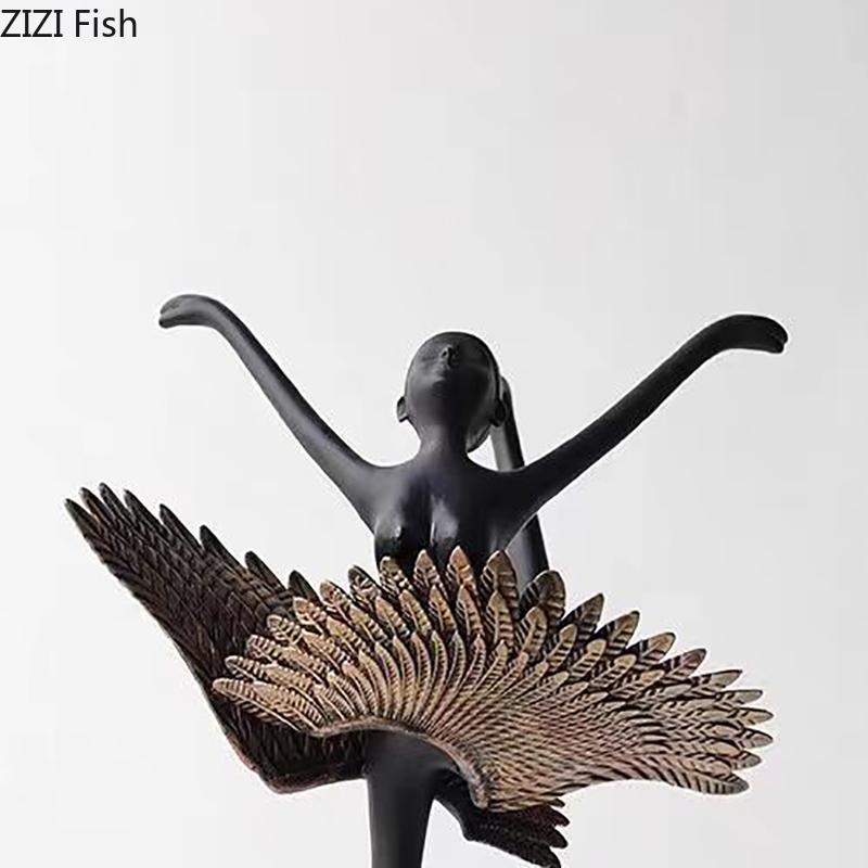 Ballet Angel Figures Sculpture Desk Decoration Ornaments Flying Dancer Abstract Character Metal Statue Room Aesthetic Decor