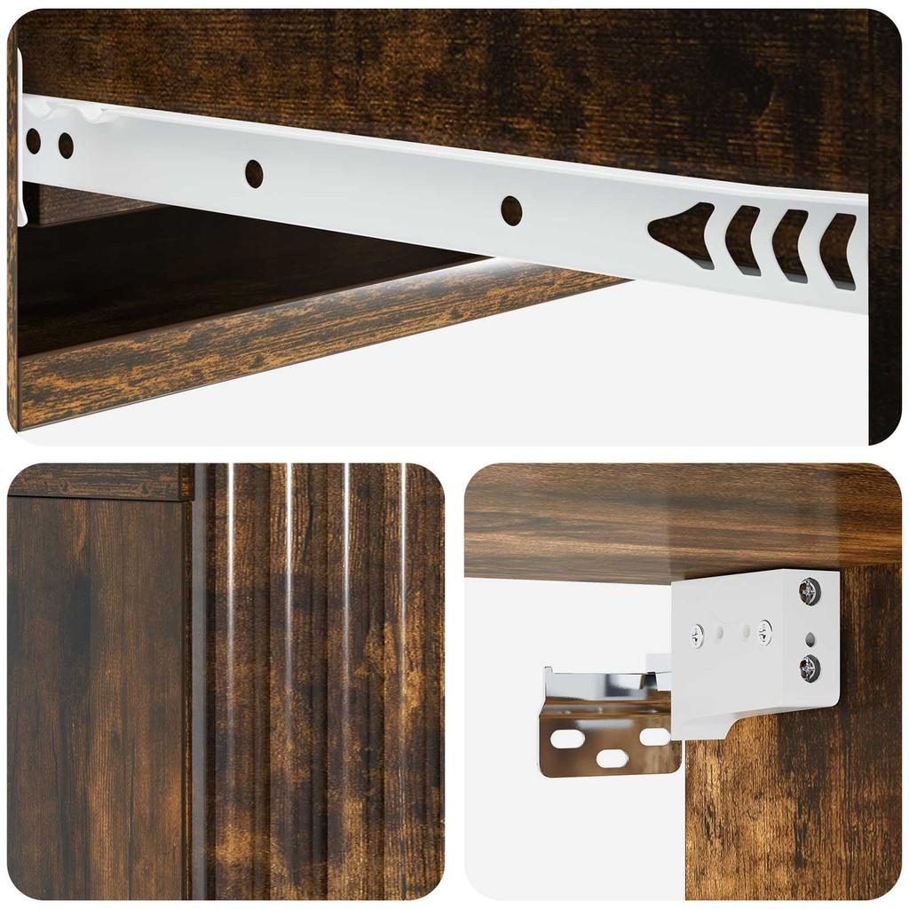 Wall Mounted Side Table Smoked Oak Wood Based Material