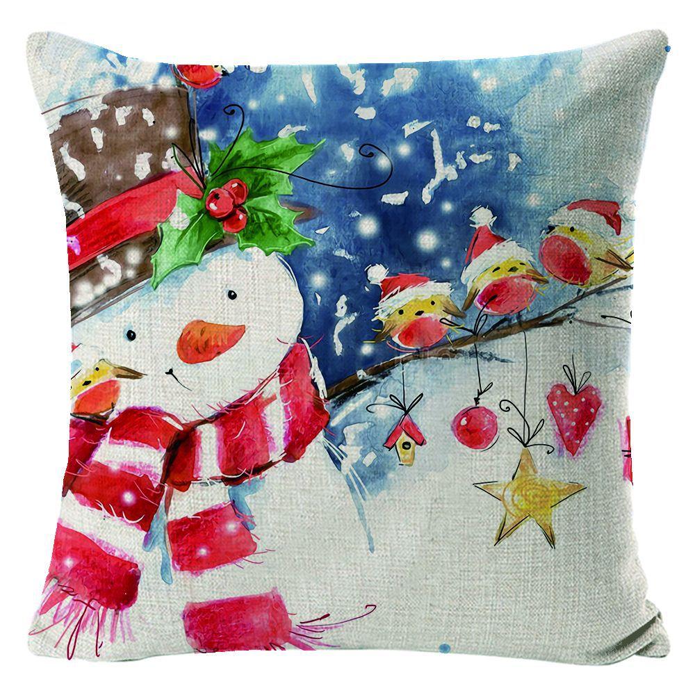 New Christmas Pillow Cover Snowman Print Pillow Cover Living Room Sofa Decorative Pillow