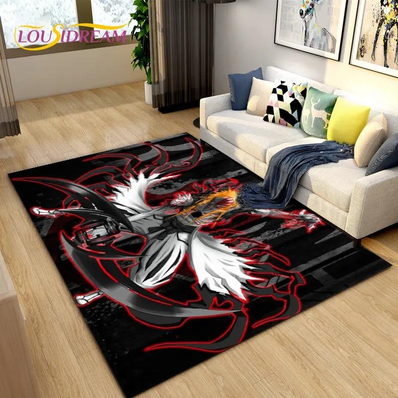 Bleach Japan Anime Cartoon Area Tapete Grande, Tapete de Carpete para Sala de Estar Quarto Sofá Capacho Decoração, Tapete de Piso Antiderrapante para Brincar de Criança