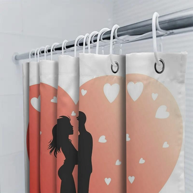 Romantic Couple In Heart Waterproof Shower Curtain