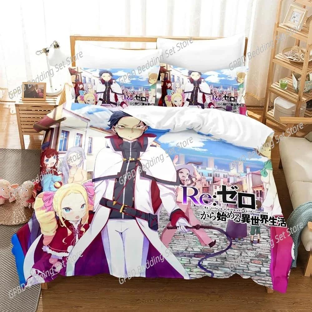 

Anime ReZERO -Starting Life in Another World Beding Set Bedrom Soft Modern Bedspreads Comefortable Soft with Soft Fabric Duvet Cover Pilowcase 135*200cm Eu-Single