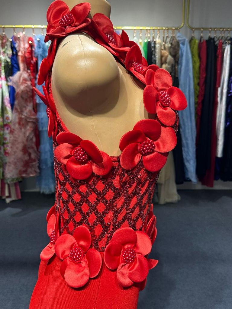 Elegant European and American Evening Gown: Sequined Floral High-End Sleeveless Long Bandage Dress