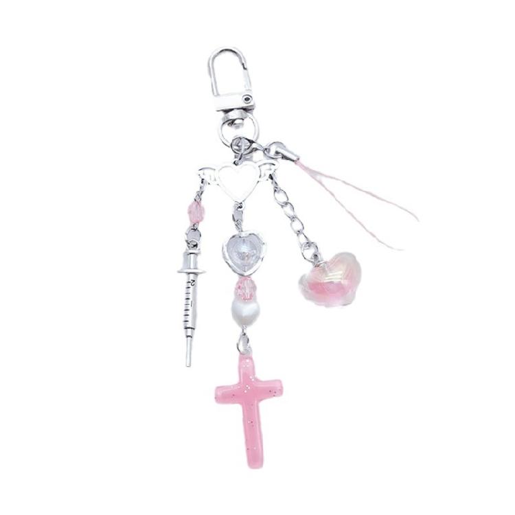 Cross Bowknot Angel Wing Charm Pendant Hanging Decoration for Keys Bag Purse