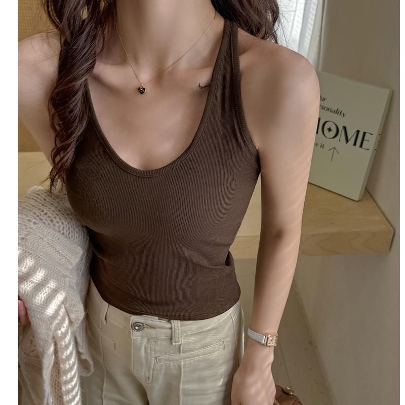 American Retro Spice Girl Sling Vest Women's 1111 Summer Wear Slim and Skinny Pure Bottom Inner Top