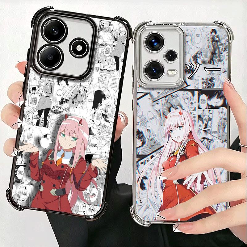Darling Zero Two 02 Anime Plating Phone Case For Xiaomi Redmi Note 14 15 Pro Plus 13 12 11 11S 11T 10 9S 9 5G Anti-Fall Airabag