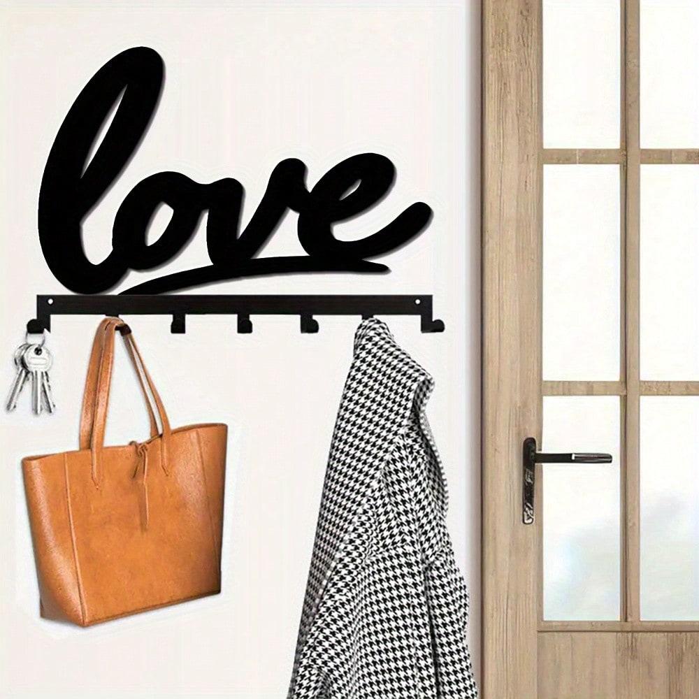 Heart Shaped Metal Key Hooks 7 Hooks Wall Mounted Rustproof Theme Decor