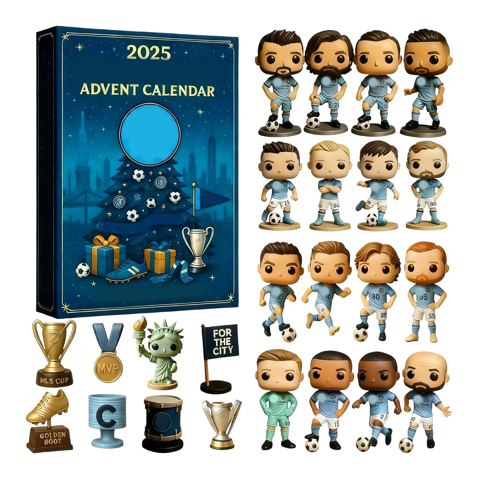 

2D Самолет+Коробка для самолета +24 шт.+ Коробка для обратного отсчета футбольного клуба Нью-Йорк Сити Рождественский адвент-календарь One Size синий