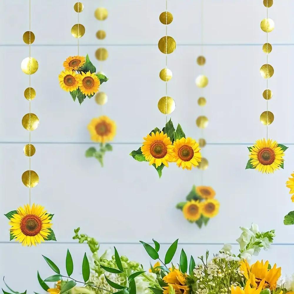 12pcs Paper Sunflower Ceiling Background Hanging Sunflower Garlands  Graduation Party Decoration