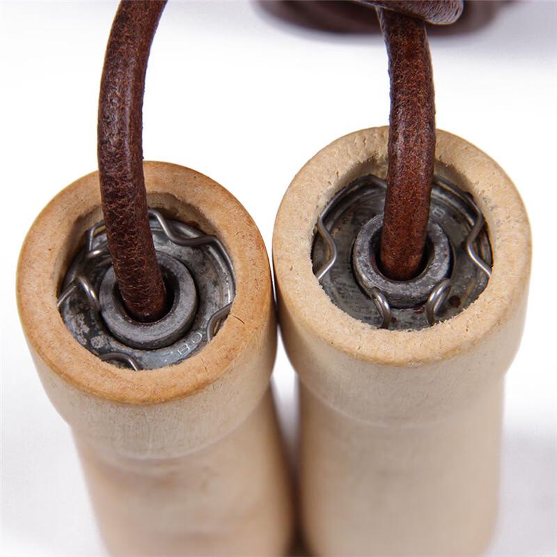 Solid Wood Handle Cowhide Jump Rope